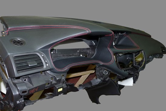 Перетяжка торпедо кожей - работа 55